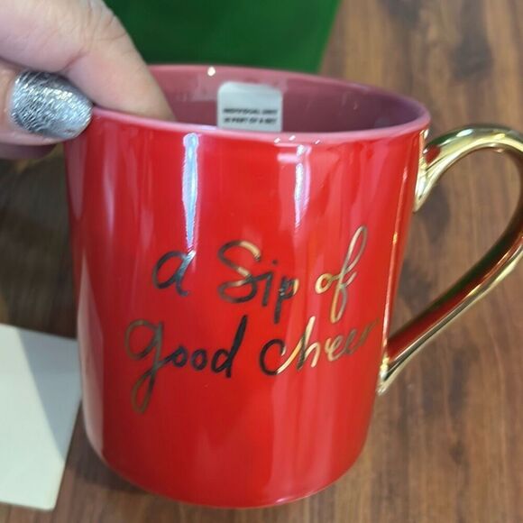 NEW Lenox Kate Spade be jolly set of two mugs red green gold Christmas gifts cof - Picture 3 of 5